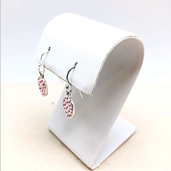 Pink Swarovski Oval Sterling Silver Dangles on Hook or Ball Stud, NIB - Picture 4 of 6